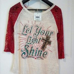 Southern Grace burnout 3 quarter shirt.